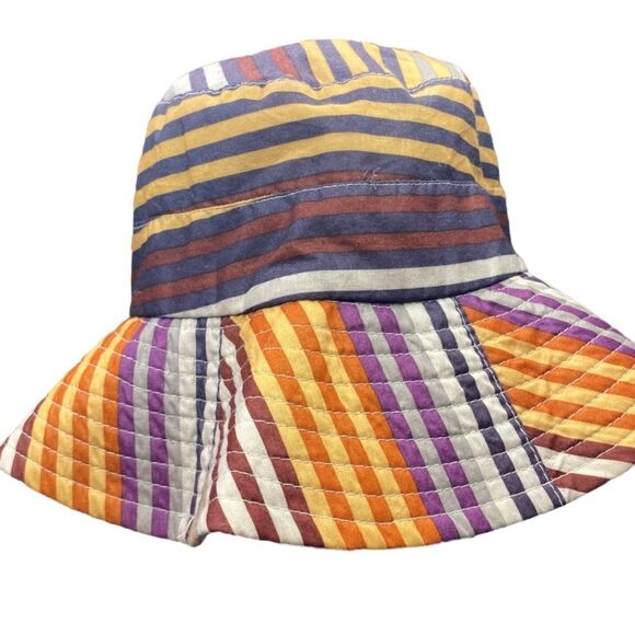 Sun ‘n’ Sand Wm’s OSFM Striped Large Brim Protective Floppy Bucket Hat Cap - Picture 2 of 4